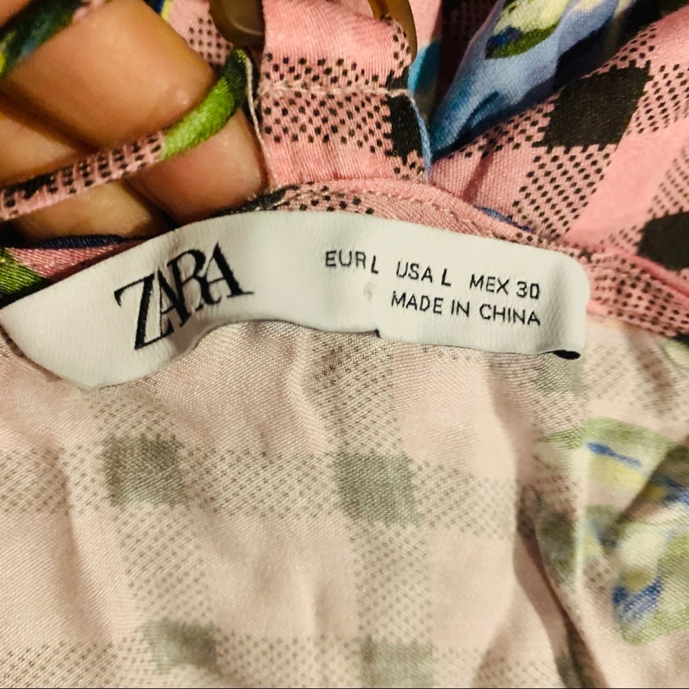 ZARA Floral Plaid Checked Slip Midi Dress Coquette Girl - Picture 7 of 8